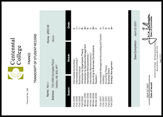 Centennial College transcript