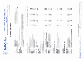 Tunku Abdul Rahman University College transcript