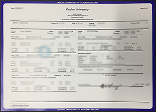 Kaplan University transcript