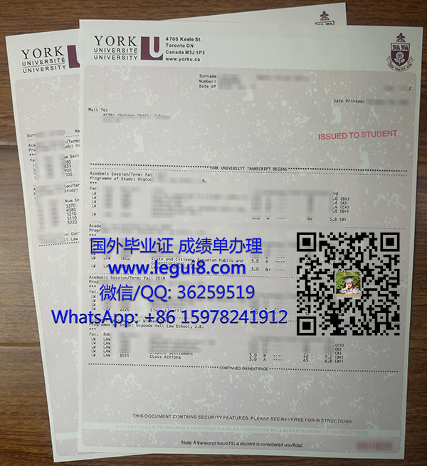 York University transcript