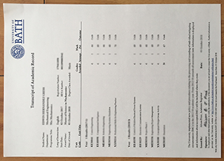 University of Bath transcript