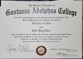 Gustavus Adolphus College diploma