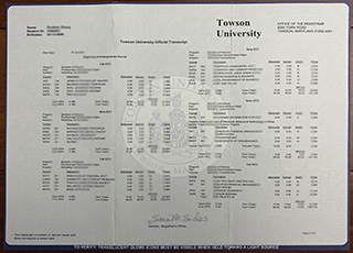 Towson University transcript