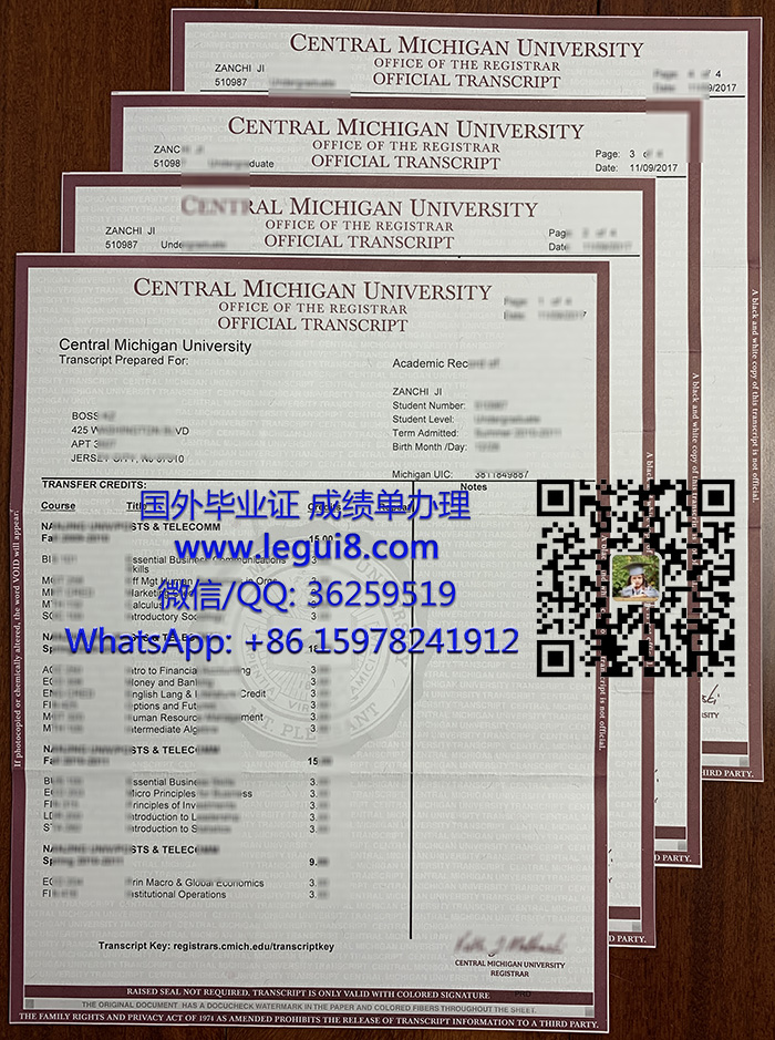 Central Michigan University transcript