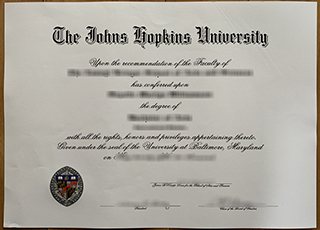 Johns Hopkins University diploma