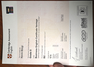 Cambridge B2 Business Vantage certificate