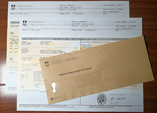 University of Manitoba transcript and envelope