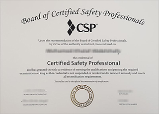 Certified Safety Professional(CSP) certificate